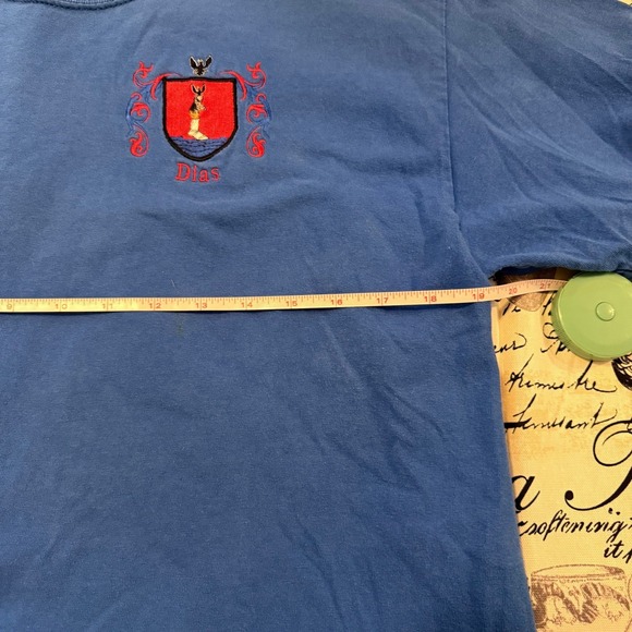 Y2K Royal Blue T Shirt Dias‎ Crest Embroidered Graphic Tee Size XL - Picture 5 of 8